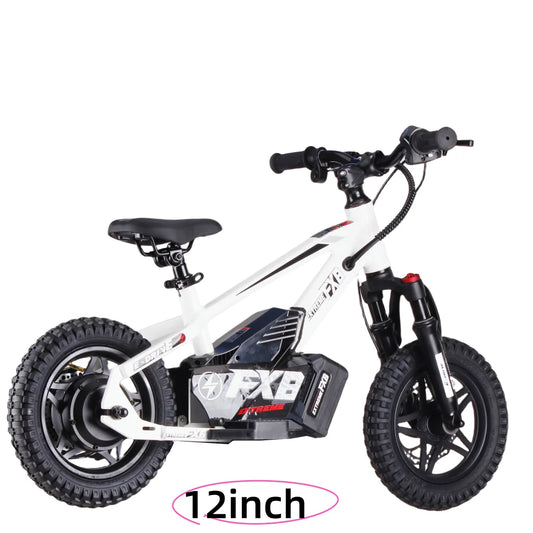 KTX-099667 Children's 12" Electric Balance Bike with Hydraulic Suspension, 250W Motor, and 3 Speed Settings