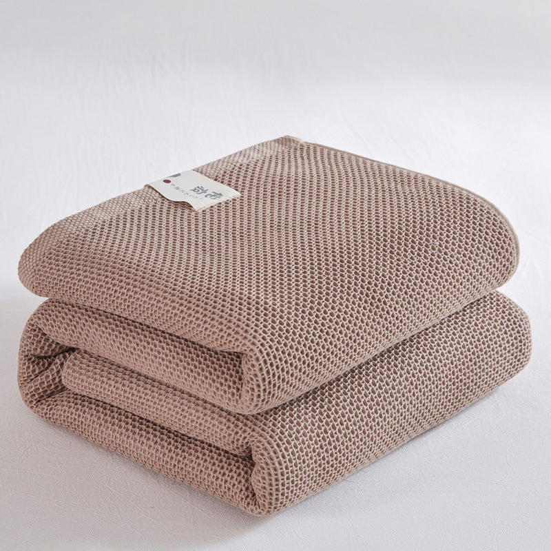 KTX-099667 Cotton Honeycomb Towel Quilt Blanket for Summer, Solid Color Gauze Design