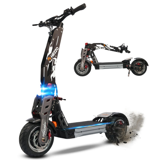 KTX-100755 HEZZO F9 Dual Motor 60V 40Ah Electric Fat Tire Scooter, 80-100km Range, 90km/h Max Speed, Foldable, Hydraulic Brakes