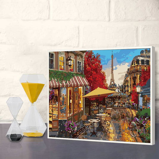 KTX-101331 Digital Oil Painting - DIY Hand-Painted Character and Landscape Art on Canvas with Framed Display