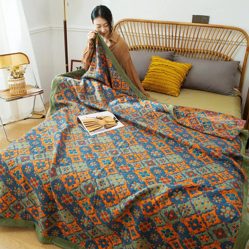 KTX-103507 Pure Cotton Multi-Functional Three-Layer Yarn Summer Quilt and Pillowcase Set - Available in Multiple Sizes