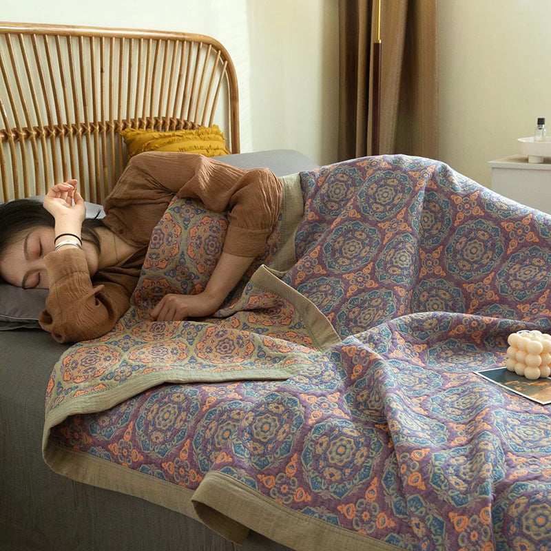 KTX-103507 Pure Cotton Multi-Functional Three-Layer Yarn Summer Quilt and Pillowcase Set - Available in Multiple Sizes