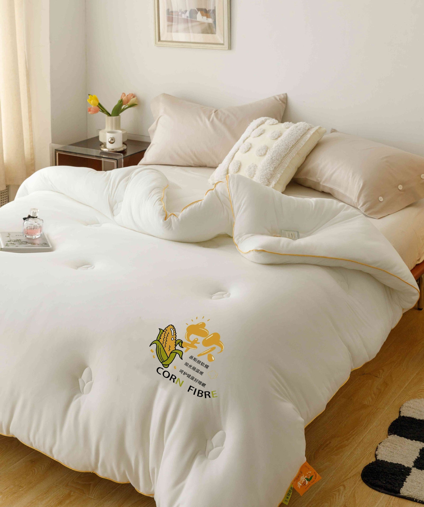 KTX-103699 Corn Fiber Thickened Quilt for All Seasons - Warm and Soft, Multiple Sizes Available