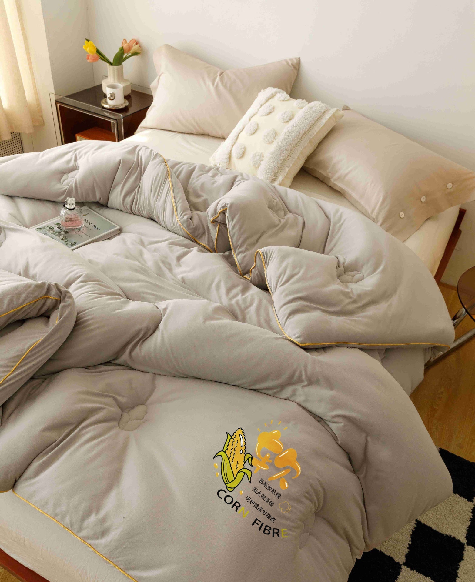 KTX-103699 Corn Fiber Thickened Quilt for All Seasons - Warm and Soft, Multiple Sizes Available