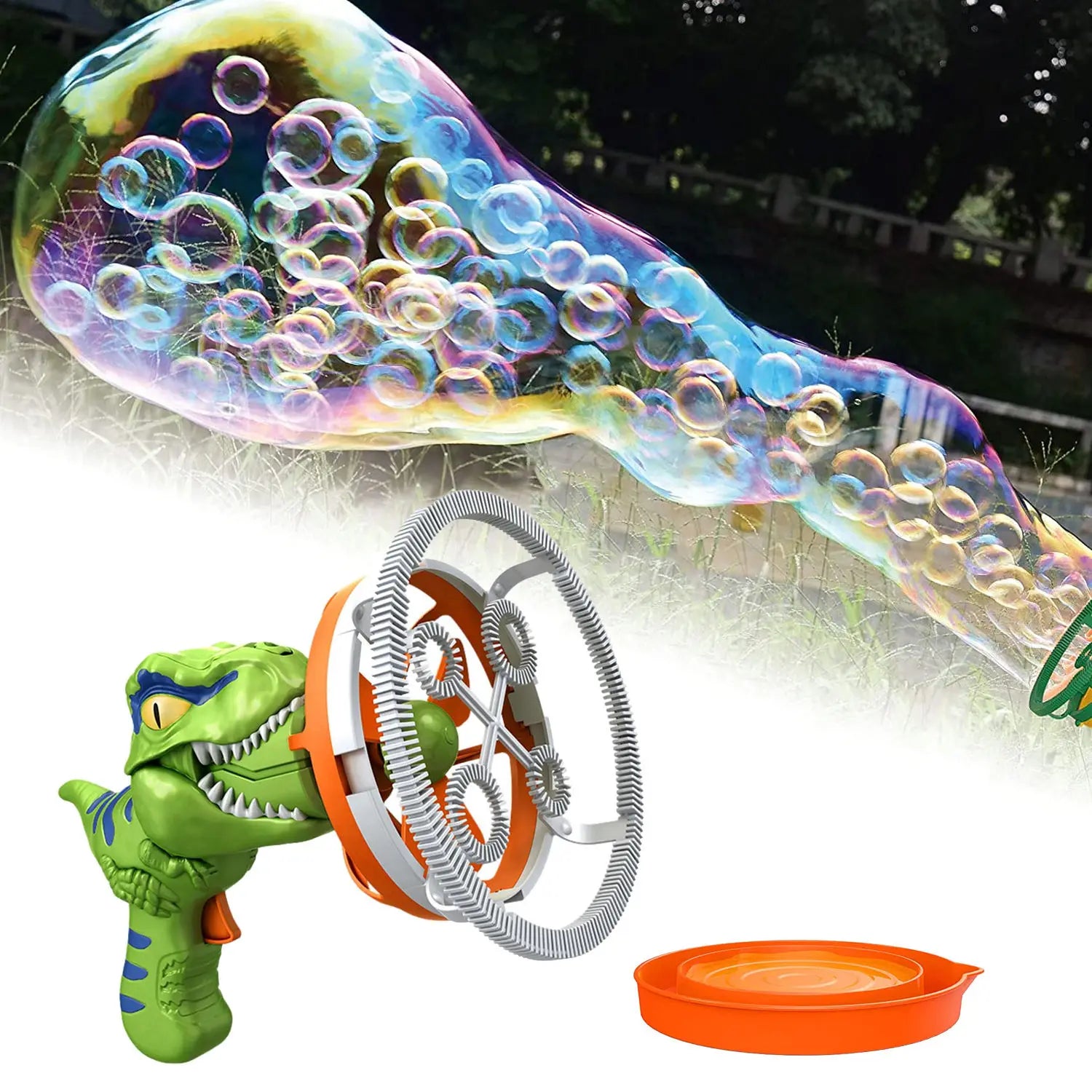 KTX-103955 Dinosaur Bubble Maker Toy - Big Bubble Blowing Machine for Outdoor Fun