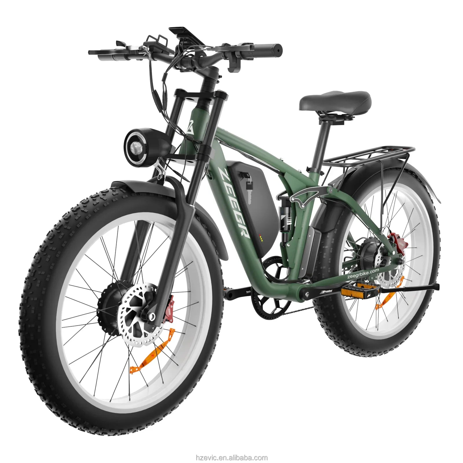 KTX-104403 52V Dual Motor 2000W Full Suspension Electric Mountain Bike with 7-Speed Gears and Hydraulic Brakes