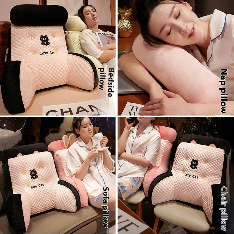 KTX-104659 Big Eye Dog Ice Silk Velvet Triangle Pillow - Cartoon Design, 50x45x30cm and 60x55x30cm