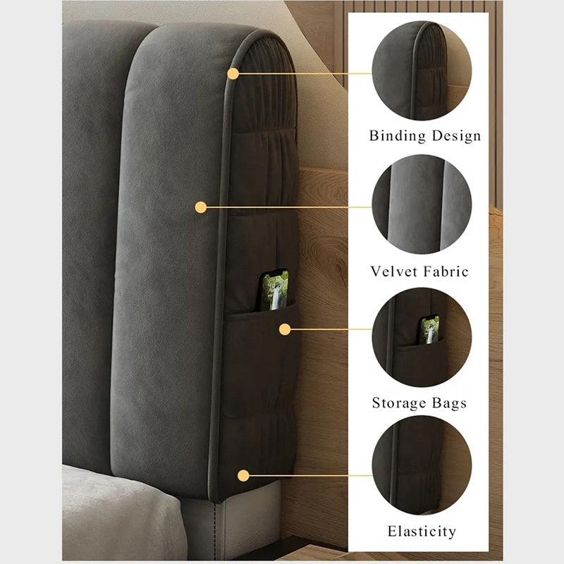 KTX-104659 Soft Cover Curved Head Protection Dust-Proof Bed Back Cover in Matcha Green, Cornmeal, Premium Grey, Champagne, and Haze Blue