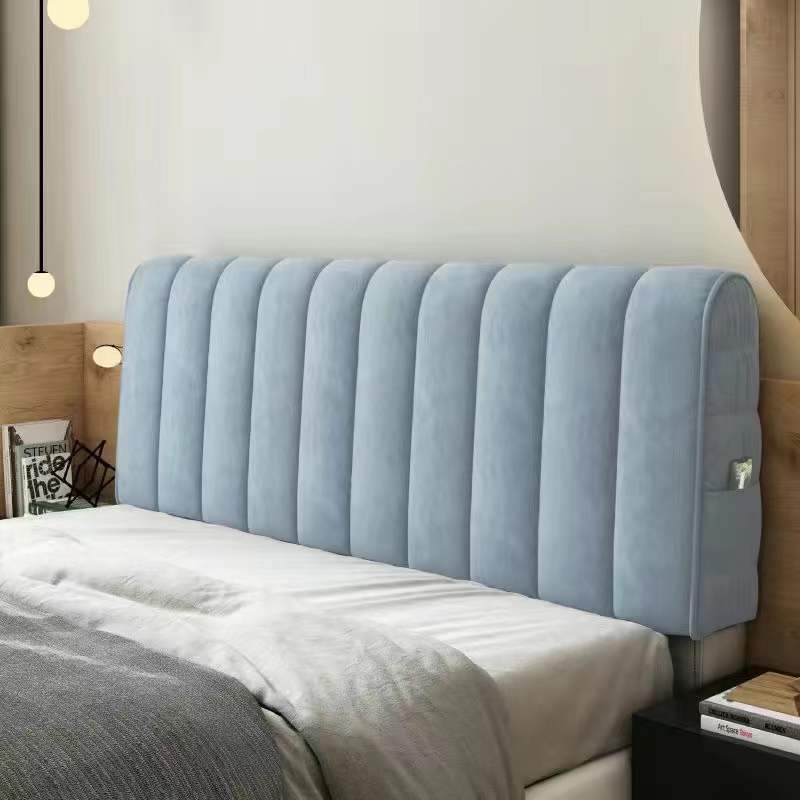 KTX-104659 Soft Cover Curved Head Protection Dust-Proof Bed Back Cover in Matcha Green, Cornmeal, Premium Grey, Champagne, and Haze Blue