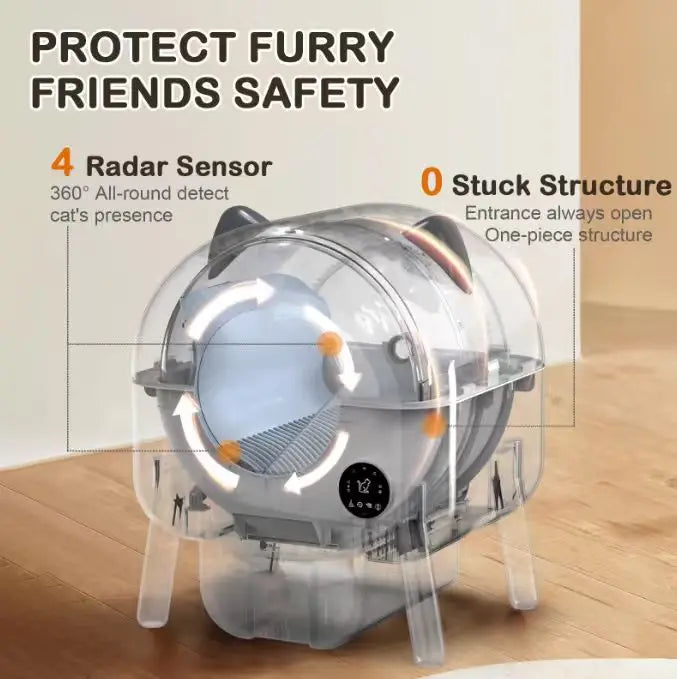 KTX-105299 Extra Large Smart Automatic Cat Litter Box with Eco-friendly Design and Large Capacity for Easy Indoor Cleaning