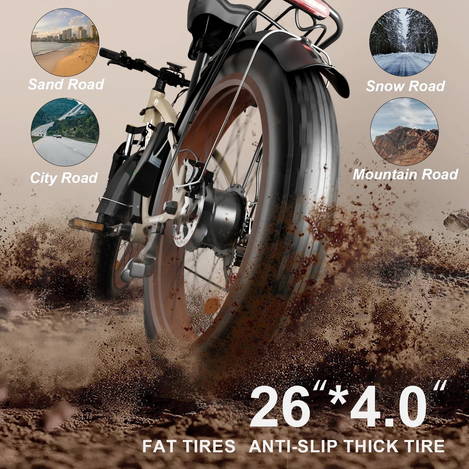 KTX-105555 26" Electric City Fat Tire Bicycle with 2000w Dual Motor and 22.4ah Battery