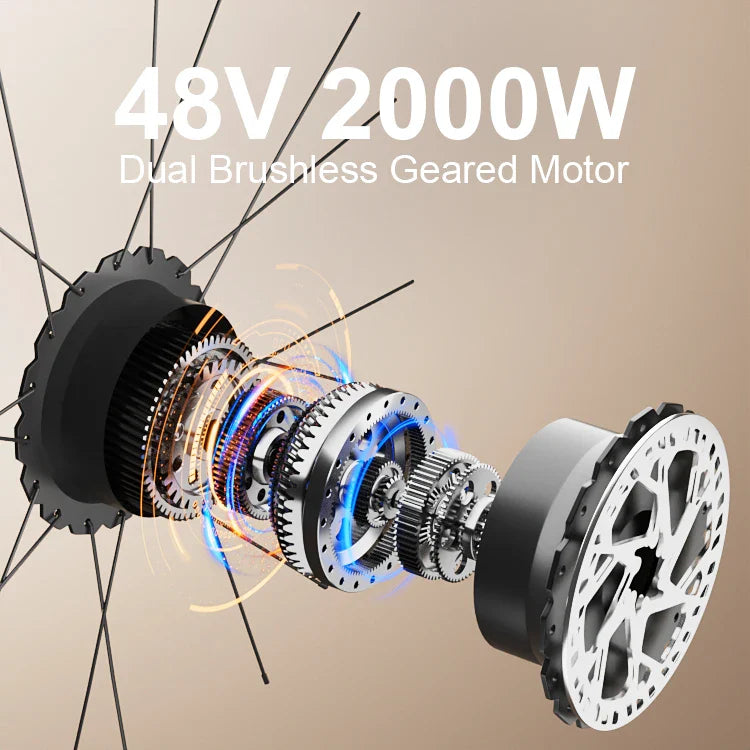 KTX-105555 26" Electric City Fat Tire Bicycle with 2000w Dual Motor and 22.4ah Battery