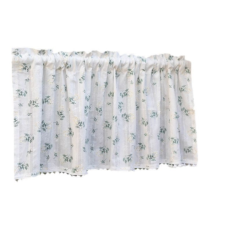 KTX-105555 Lilac and Daisy Tassel Short Kitchen Curtain for Semi-Sunshade Windows