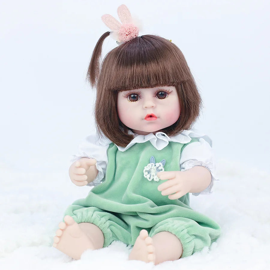 KTX-105683 Full Silicone Reborn Baby Doll with Pacifier - Lifelike Play Toy for Children, 38cm