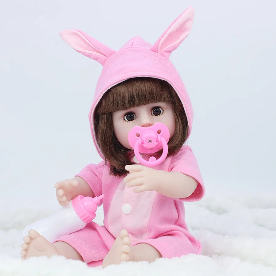 KTX-105683 Full Silicone Reborn Baby Doll with Pacifier - Lifelike Play Toy for Children, 38cm