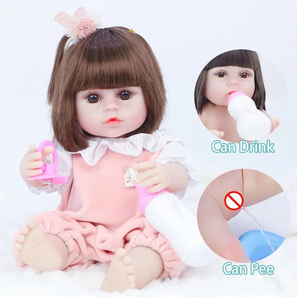 KTX-105683 Full Silicone Reborn Baby Doll with Pacifier - Lifelike Play Toy for Children, 38cm