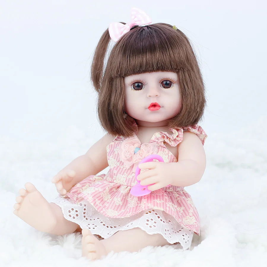 KTX-105683 Full Silicone Reborn Baby Doll with Pacifier - Lifelike Play Toy for Children, 38cm