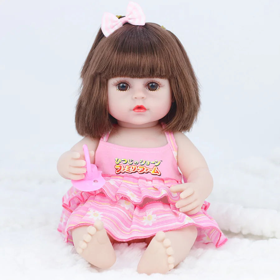 KTX-105683 Full Silicone Reborn Baby Doll with Pacifier - Lifelike Play Toy for Children, 38cm