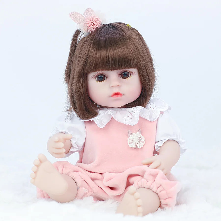 KTX-105683 Full Silicone Reborn Baby Doll with Pacifier - Lifelike Play Toy for Children, 38cm