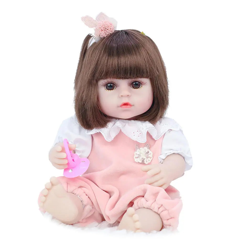 KTX-105683 Full Silicone Reborn Baby Doll with Pacifier - Lifelike Play Toy for Children, 38cm