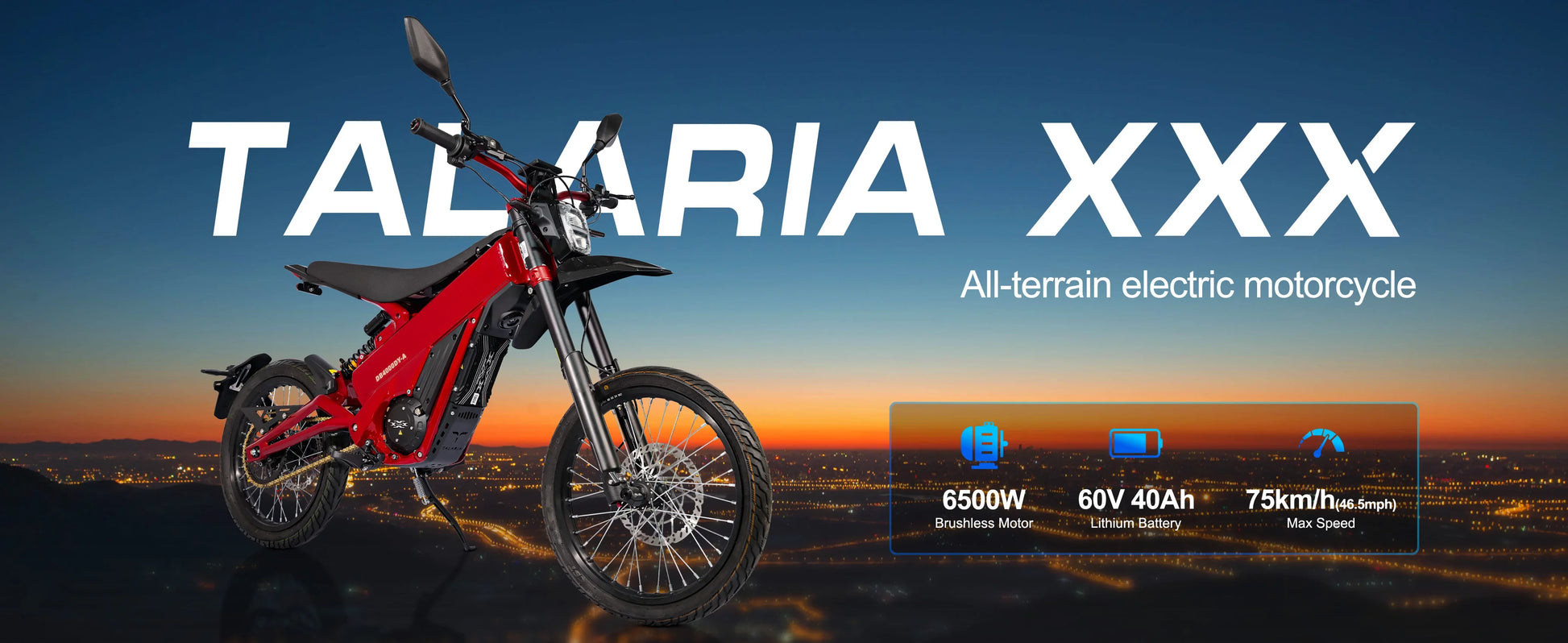 KTX-105939 Long Range 60V 40Ah Electric Off-Road Motorcycle with Dual Hydraulic Suspension and Oil Pressure Disc Brakes