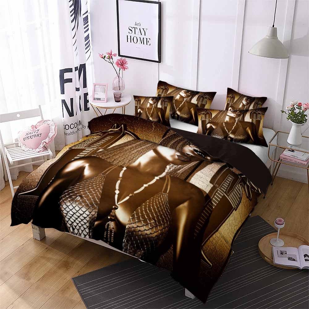 KTX-106003 Egyptian Culture Inspired 3D Bedding Set in Floral Design – Multiple Sizes Available