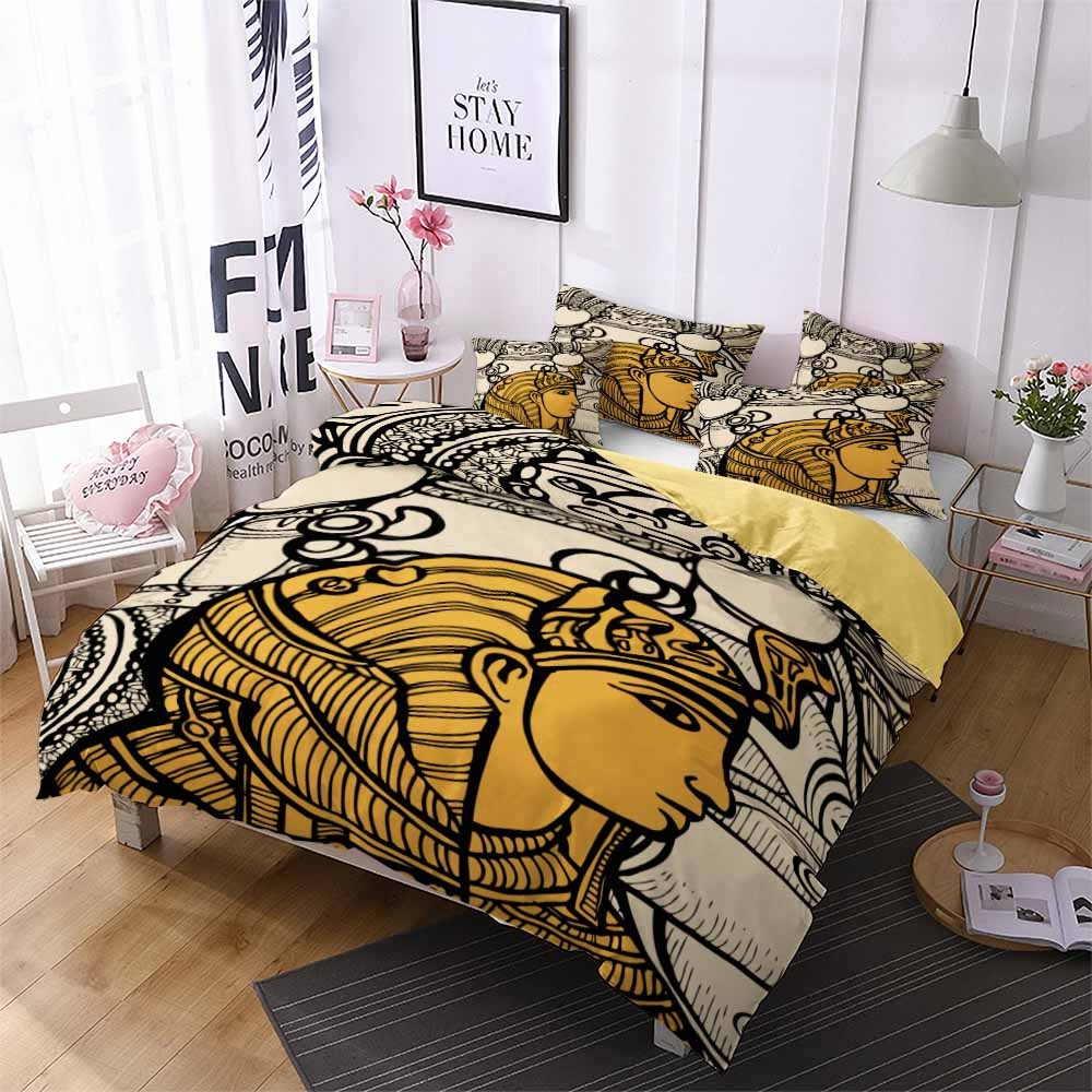 KTX-106003 Egyptian Culture Inspired 3D Bedding Set in Floral Design – Multiple Sizes Available