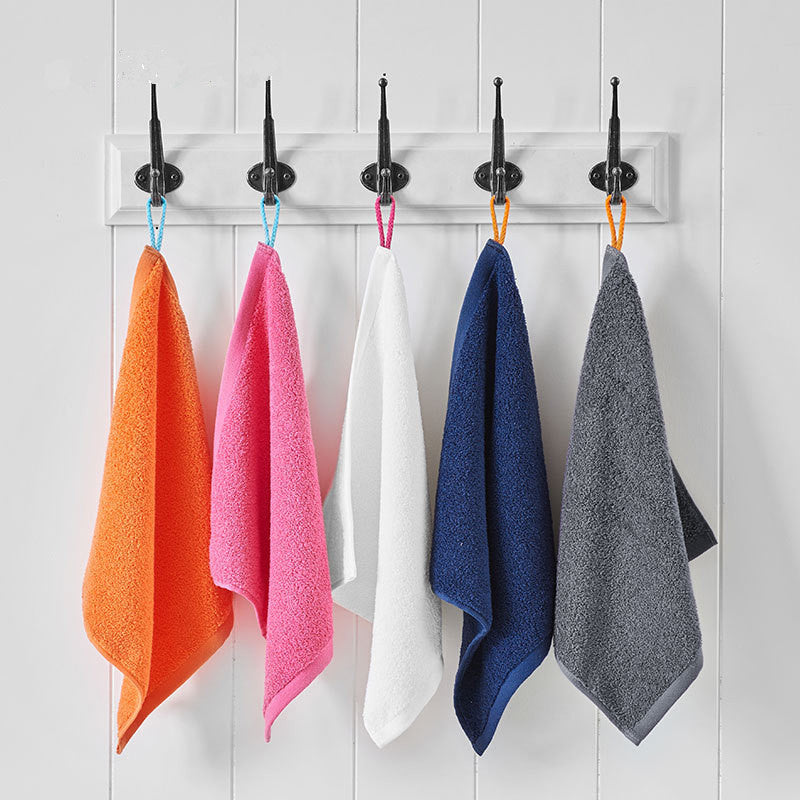 KTX-106579 Soft Pure Cotton Children's Towel in White, Pink, Blue, Gray, and Orange - Quick-Dry Square Design (34x33 cm)