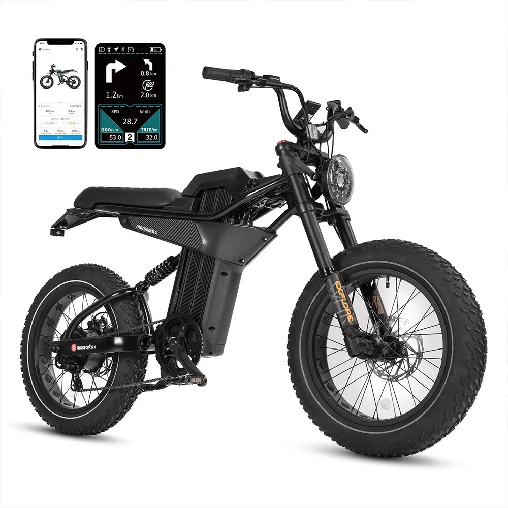 KTX-106707 750W Full Suspension Fat Tire Electric Bike 28Mph 80 Mile Range 20IN Aluminum Alloy