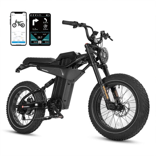 KTX-106707 750W Full Suspension Fat Tire Electric Bike 28Mph 80 Mile Range 20IN Aluminum Alloy
