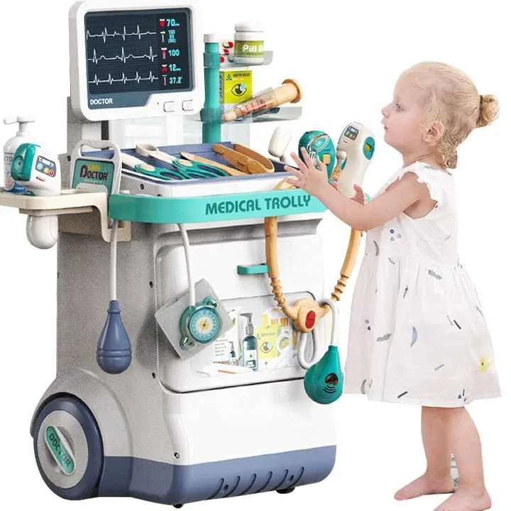 KTX-106835 26-Piece Medical Pretend Play Kit with Trolley Cart for Kids Ages 2-7