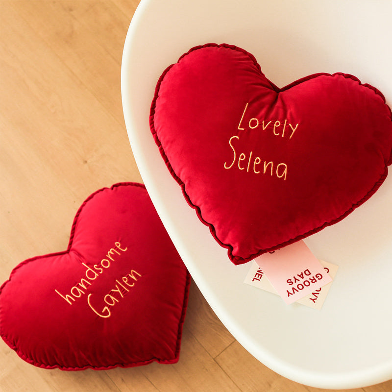 KTX-106963 Red Alien Love Embroidered Pillow Cushion, 40X50cm, Blended Material