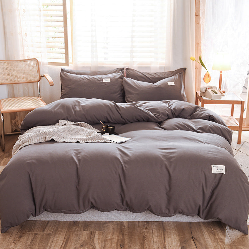 KTX-107475 Washable Cotton Plaid Bedding Set - Four-Piece with Quilt Cover, Pillowcases, and Sheet in Various Retro Patterns