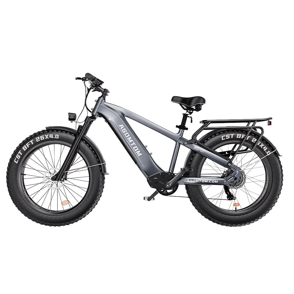 KTX-108627 Aluminum Alloy Electric Bike with 48V Battery, 15Ah, 7-Speed, 20" Fat Tires, Central Motor, Disc Brakes, 30-50km/h Speed