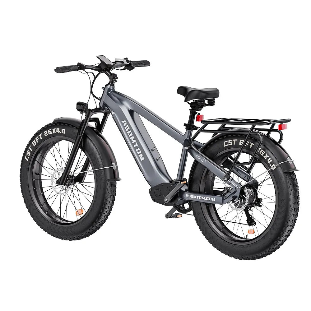 KTX-108627 Aluminum Alloy Electric Bike with 48V Battery, 15Ah, 7-Speed, 20" Fat Tires, Central Motor, Disc Brakes, 30-50km/h Speed