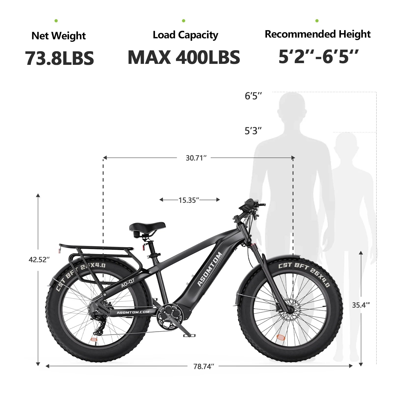 KTX-108627 Aluminum Alloy Electric Bike with 48V Battery, 15Ah, 7-Speed, 20" Fat Tires, Central Motor, Disc Brakes, 30-50km/h Speed