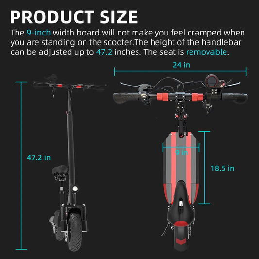 KTX-109331 1200W Electric Scooter for Adults | 55KM/H | 10-Inch Pneumatic Tires | Foldable | 60KM Range