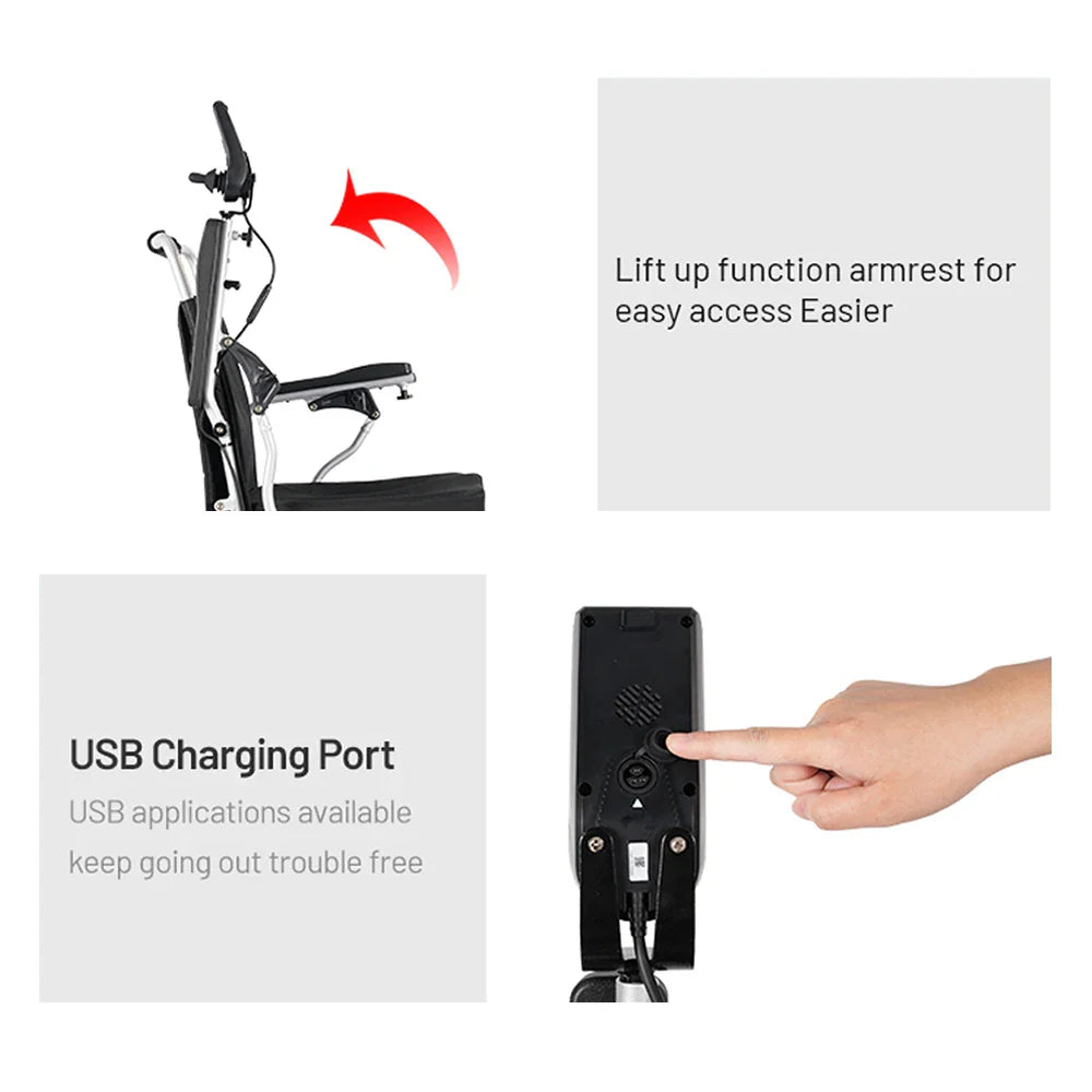 KTX-109331 Portable Lightweight Joystick Controller for Wheelchair - 20km Driving Range, 6km/h Speed, 120kg Max Load