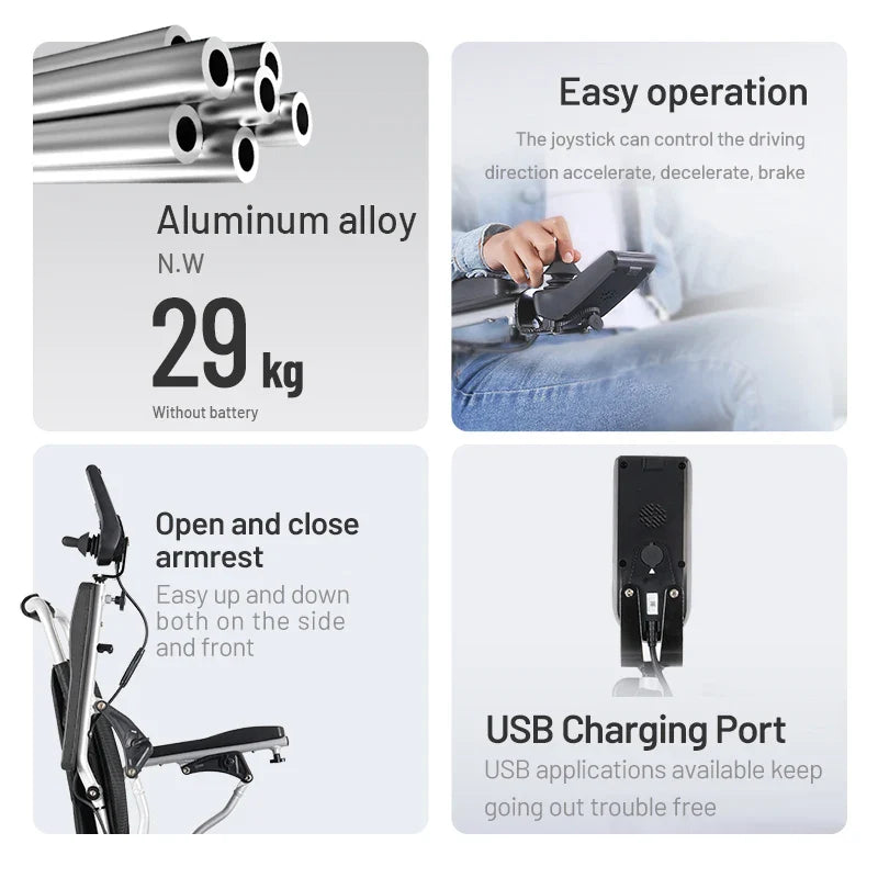 KTX-109331 Portable Lightweight Joystick Controller for Wheelchair - 20km Driving Range, 6km/h Speed, 120kg Max Load