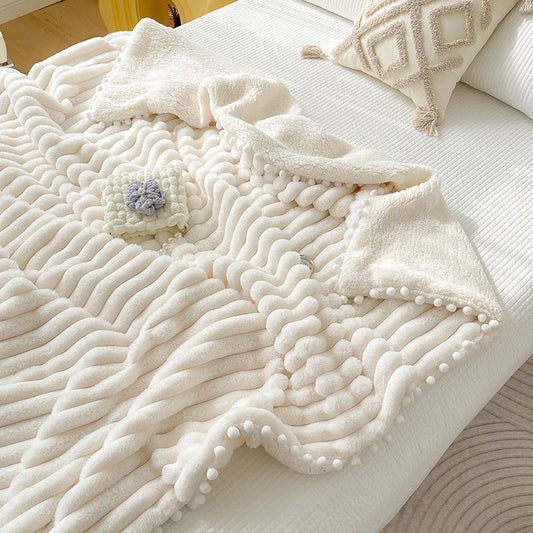 KTX-109779 Dehaired Angora Knit Throw Blanket - Soft Polyester Sofa Cover in Multiple Sizes and Colors