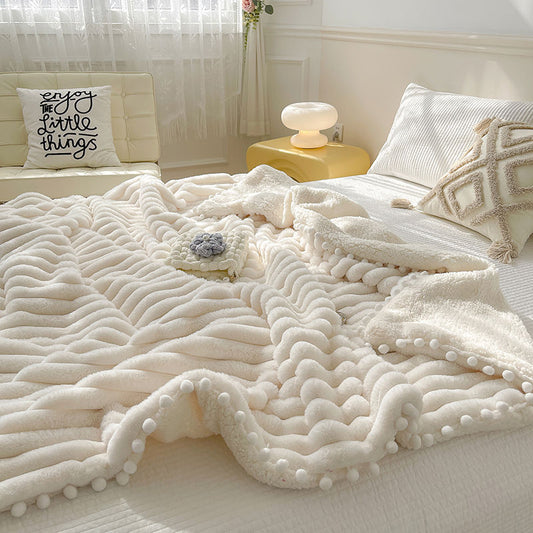 KTX-109779 Dehaired Angora Knit Throw Blanket - Soft Polyester Sofa Cover in Multiple Sizes and Colors