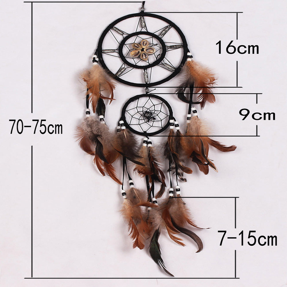 KTX-110163 Dreamcatcher Wind Chimes - 16*75cm, High-Quality Feathers, Eco-Friendly Wooden Beads, Natural Shells