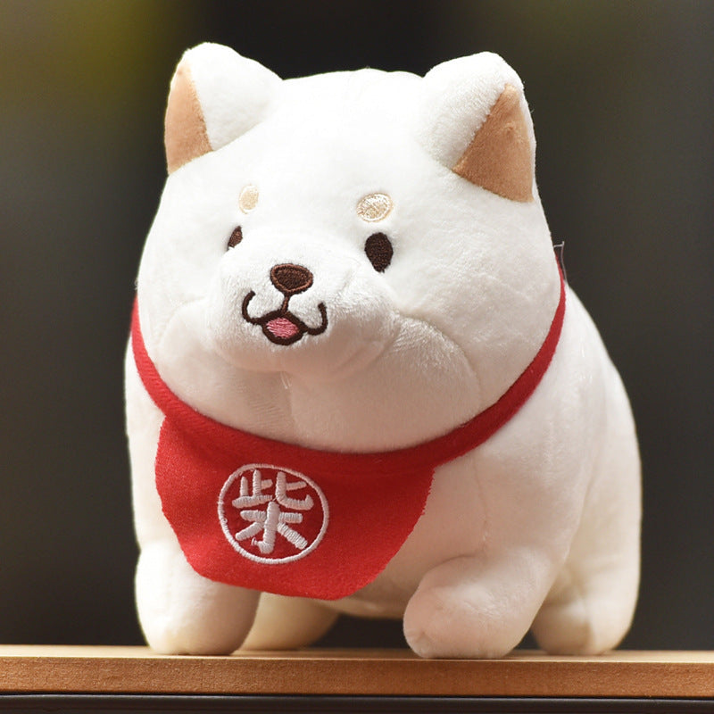 KTX-110291 Adorable Brown and White Shiba Inu Plush Doll - Wedding-Style Soft Toy, 20cm & 30cm