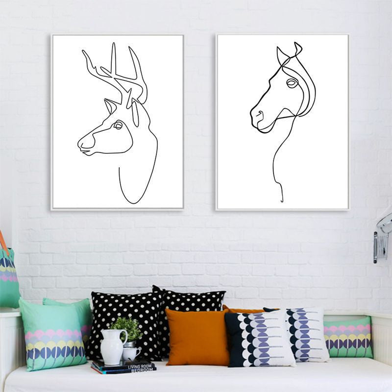 KTX-111443 Abstract Animal Decorative Painting for Living Room - Modern Single Piece Canvas Art (50x40 cm)