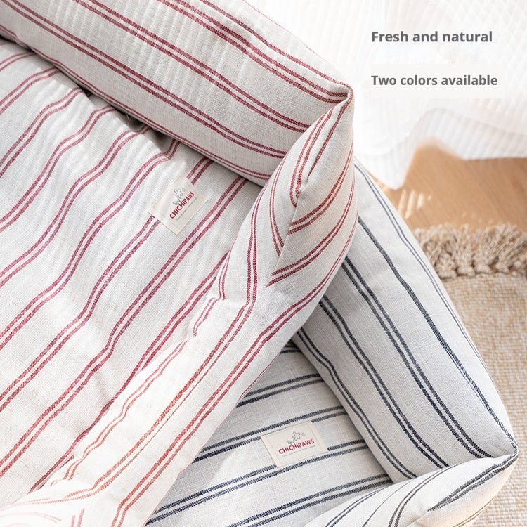 KTX-111891 Classic Red Cotton and Linen Pet Mat for Dogs - Size M (68 x 52 x 20) & L (80 x 65 x 24)