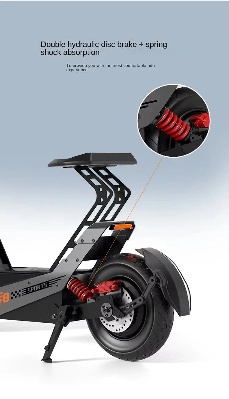 KTX-113107 F8 Electric Scooter - 8000W Motor, 72V 50Ah Battery, 100Km/h Max Speed, 150Km Range, Foldable Off-Road Design