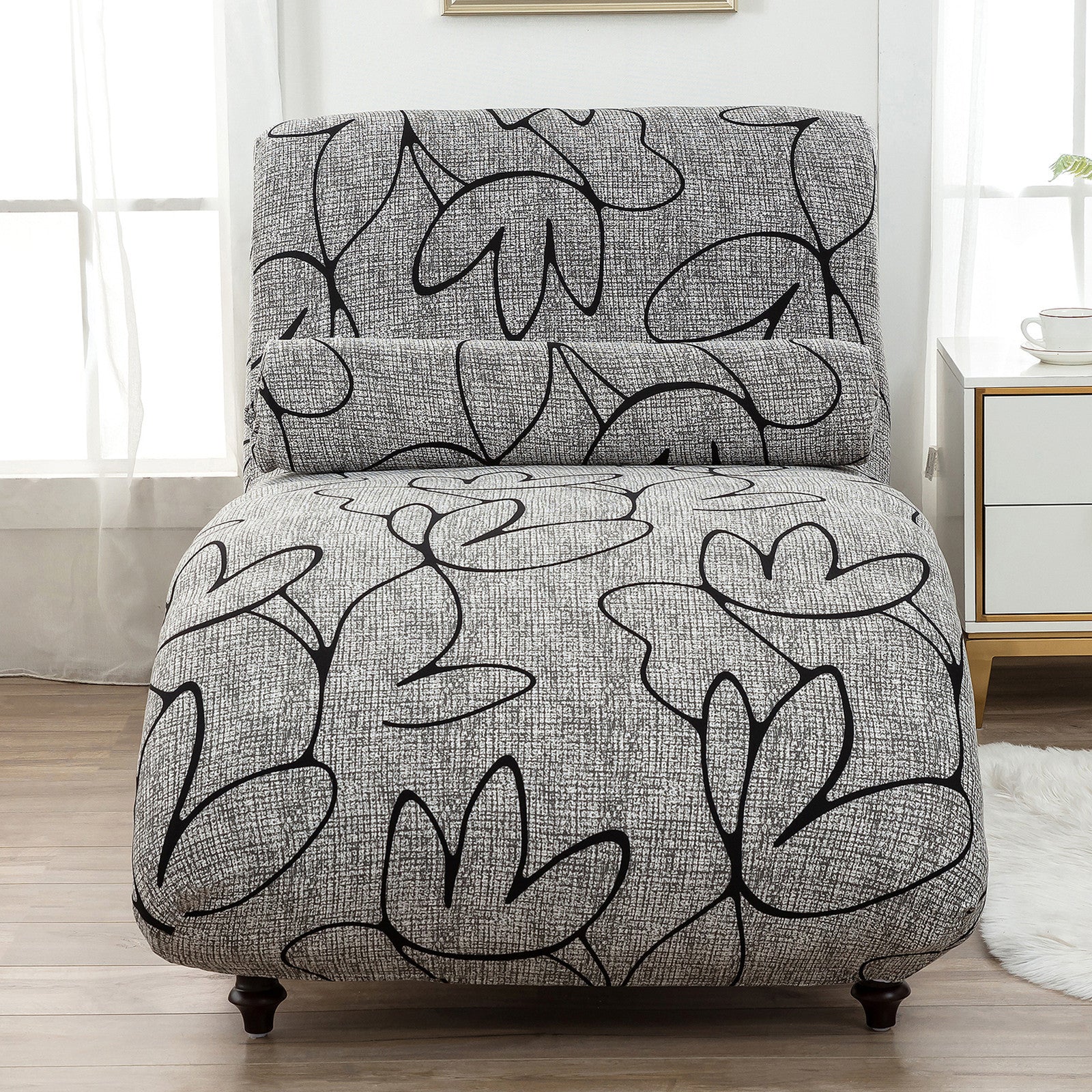 KTX-113811 All-Inclusive Stretch Armless Sofa Cover - Multiple Solid Color Options with Recliner Cover and Pillowcase