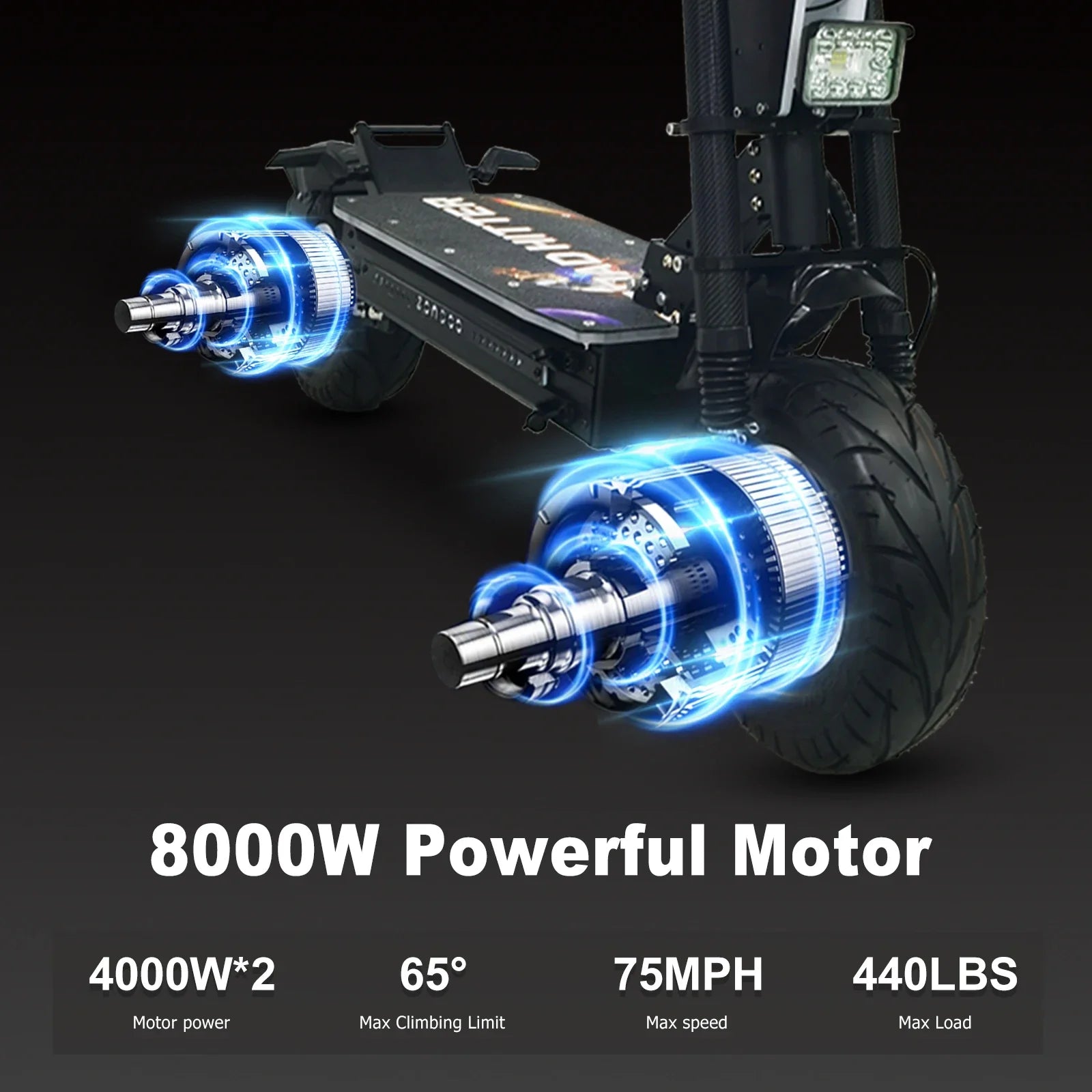 KTX-113939 72V Dual Motor Folding Electric Scooter, 4000W Power, Max Speed 68MPH, 13-Inch Tires