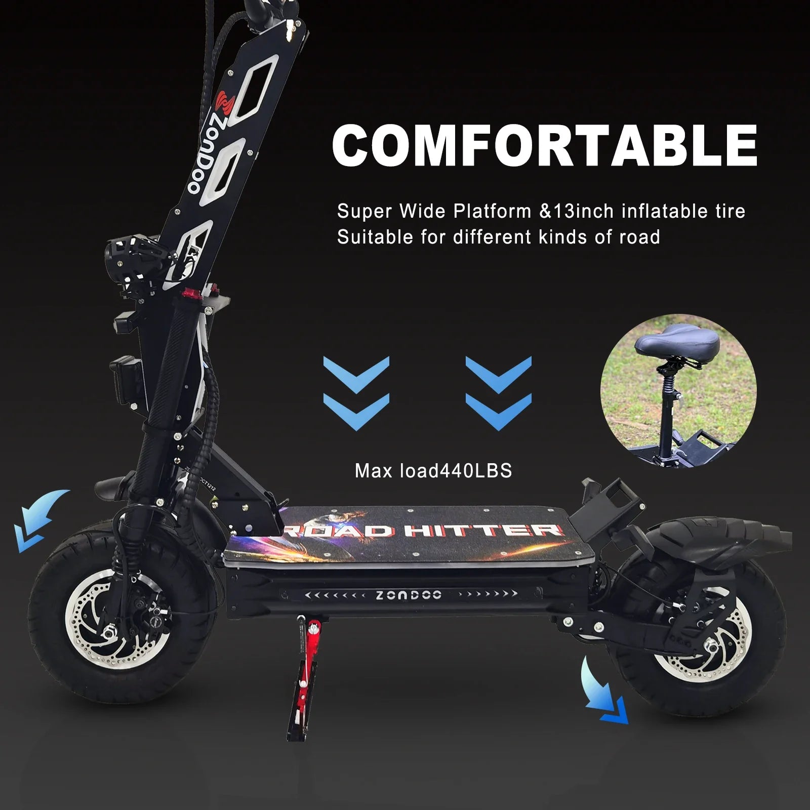 KTX-113939 72V Dual Motor Folding Electric Scooter, 4000W Power, Max Speed 68MPH, 13-Inch Tires