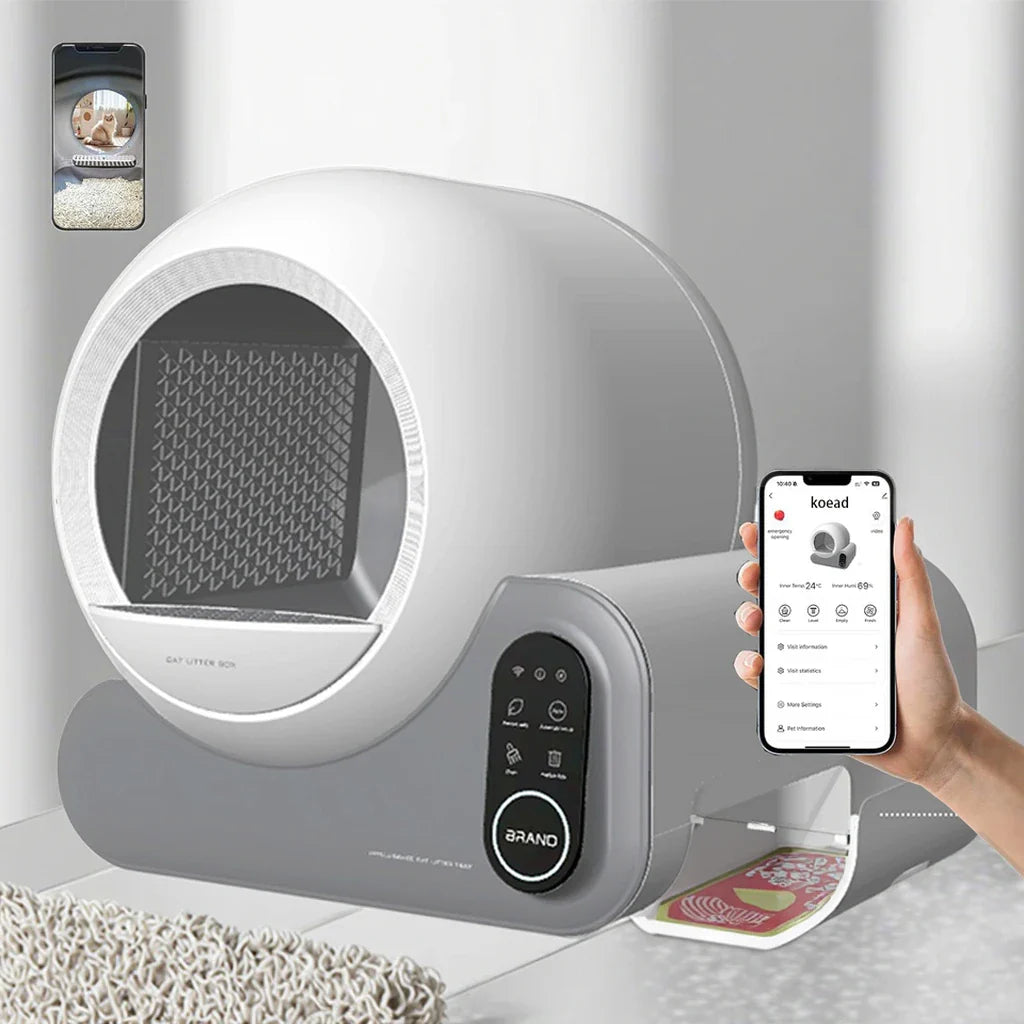 KTX-114195 Automatic Self-Cleaning Cat Litter Box with App Control and Odor Control, 65L Capacity